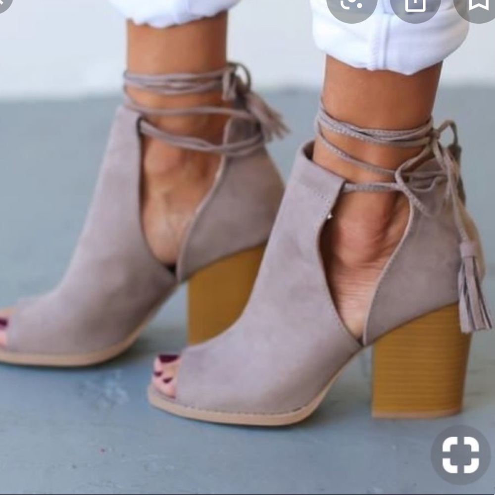 Peep Toe Ankle Tie Booties